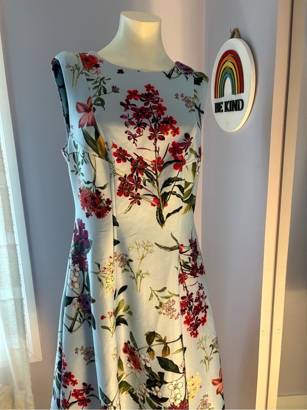 Tommy Hilfiger Light Blue Floral Sleeveless Fit & Flare Dress